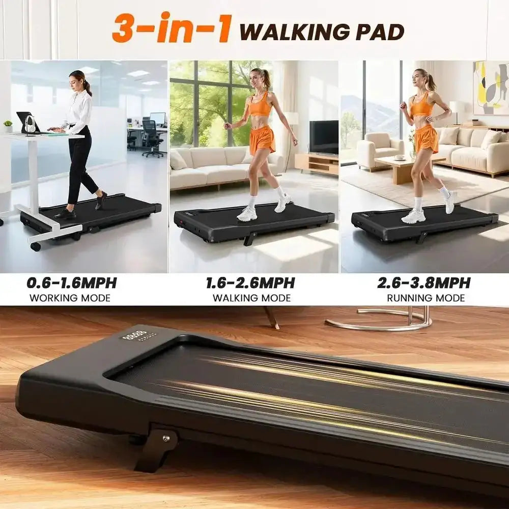 Under Desk Treadmill with 6% Incline, 3-in-1 Home Office Walking Pad, 2.5HP Quiet, LED Display, Supports 300LB