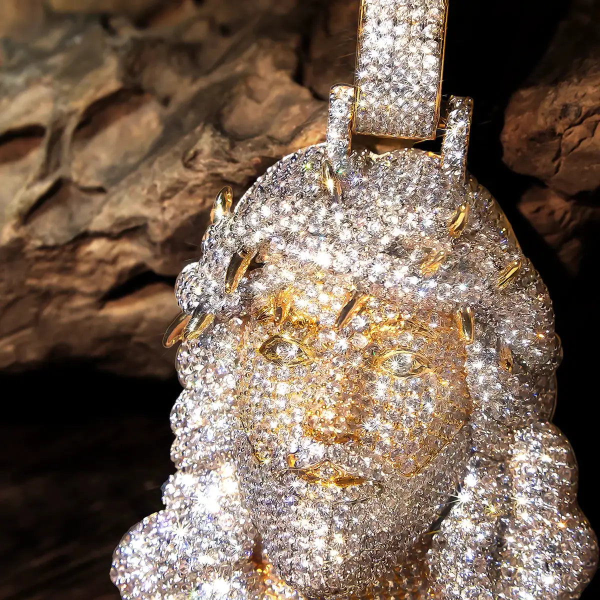 Gold Plated Jesus Pendant Micro Cubic Zirconia Christ Head Charm — product view 4