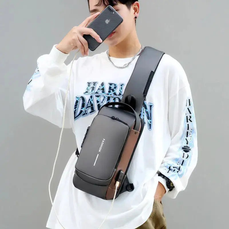 Anti Theft Chest Bag Crossbody USB Port Waterproof