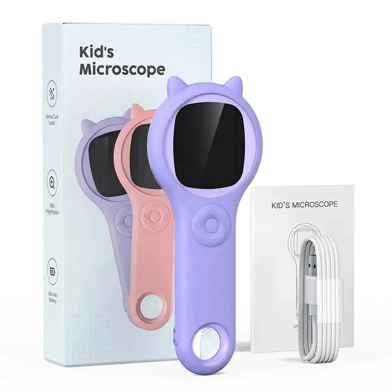 Kids Microscope Portable Handheld Magnifying Digital Microscope for Children Educational Science Toys Christmas Birthday Gifts