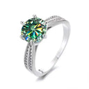 Moissanite Ring in Sterling Silver Certificate