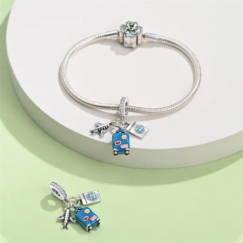 Sterling Silver Colorful Travel Luggage