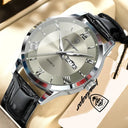 Poedagar Mens Leather Date Week Watch