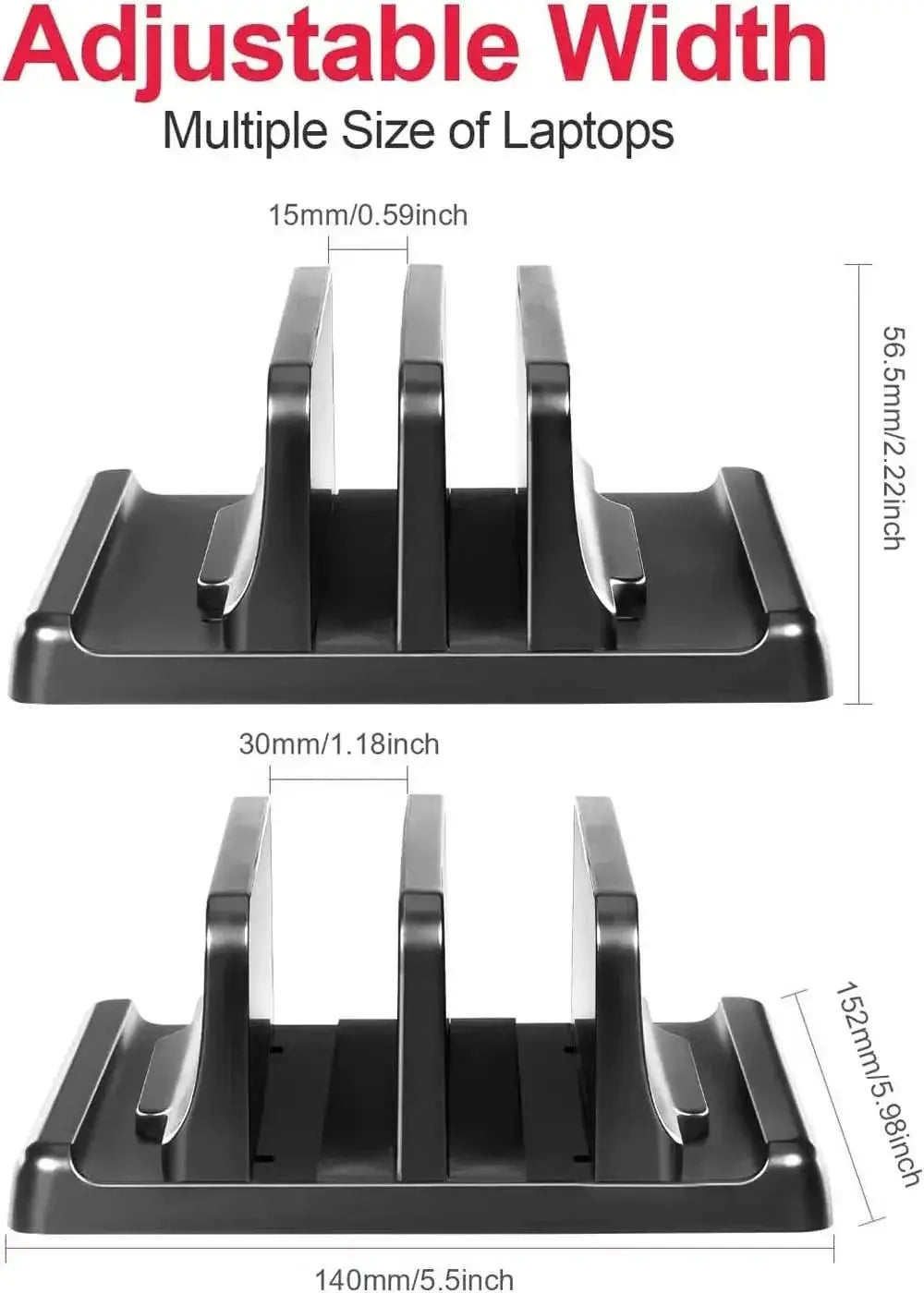 Vertical Laptop Stand Dual Slot Adjustable Dock Space Saver