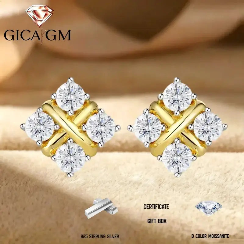 Moissanite Earrings in Sterling Silver Pair — product view 1