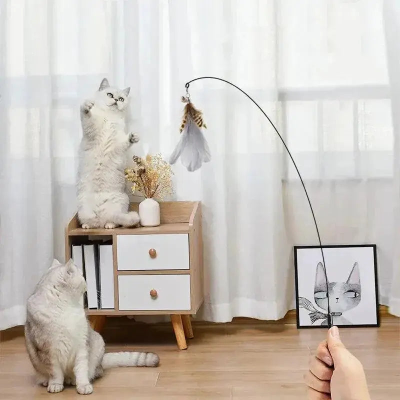 Interactive Cat Stick Kitten Teaser Suction Cup Wand Toy