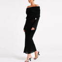 Off Shoulder Knit Maxi Dress
