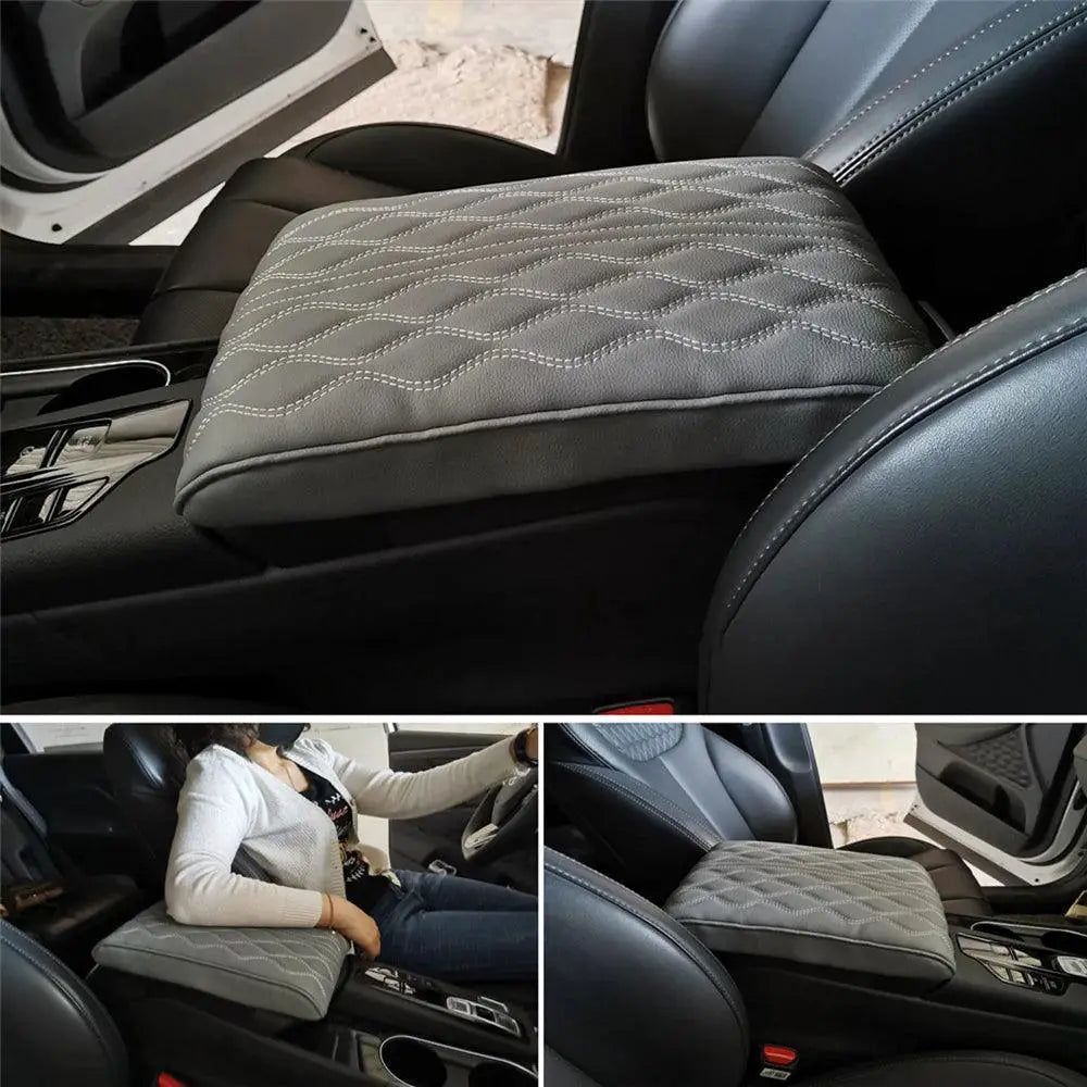 Premium Wave Embroidered Memory Foam Armrest Mat For Cars