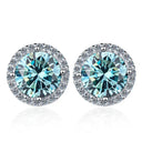 Moissanite Earrings in Sterling Silver Round