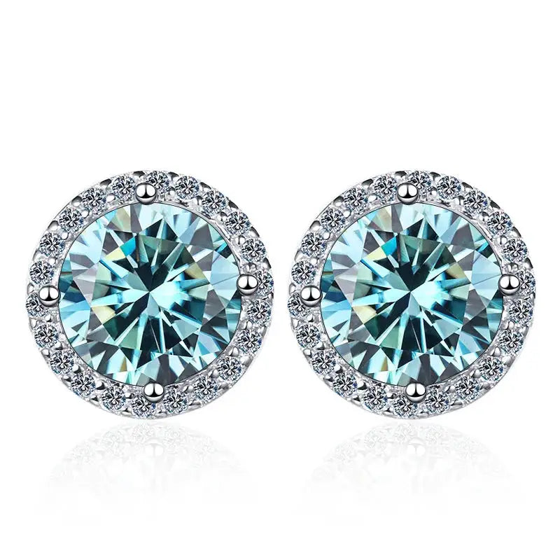 Moissanite Earrings in Sterling Silver Round — product view 7