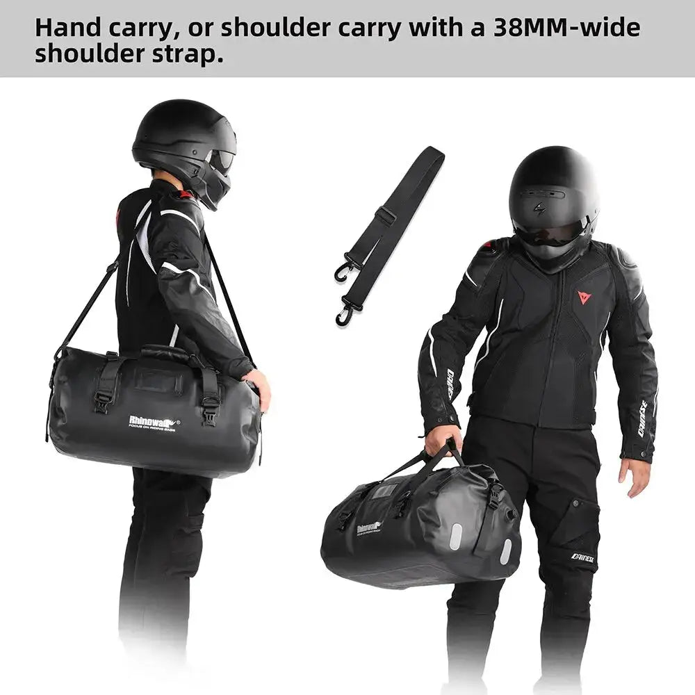 Rhinowalk Motorcycle Tail Bag Waterproof Rear Seat Bag 45L PVC Saddle Bag Durable Dry Luggage Outdoor Bag Motorbike Accessory