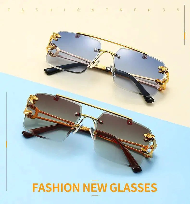 Rimless Square Sunglasses for Men and Women Fashion