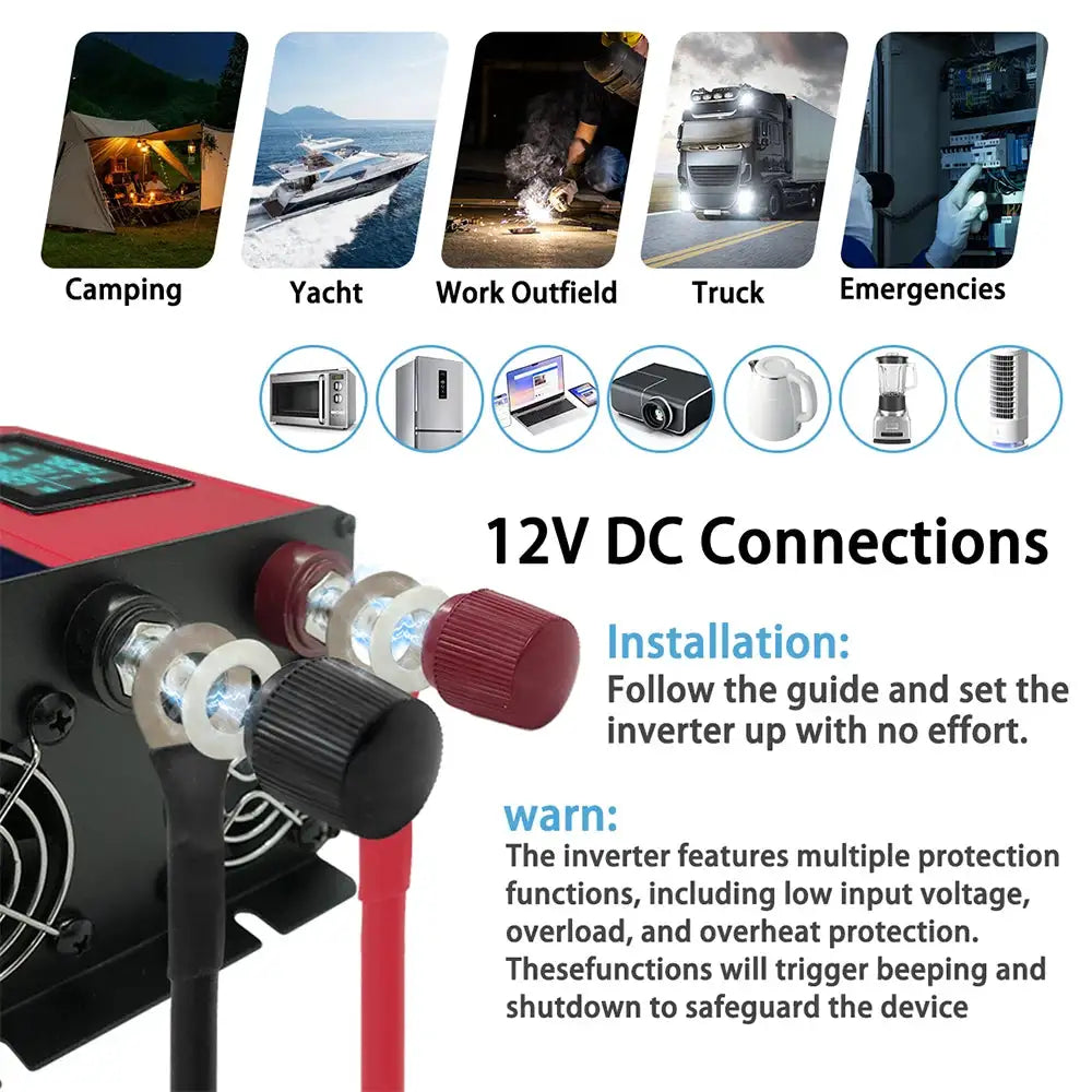 4000W/5000W/5500W Pure Sine Wave Inverter DC 12v/24v/48v/60v/72v To AC 110v/220v Voltage Converter Car Solar Power Inverter