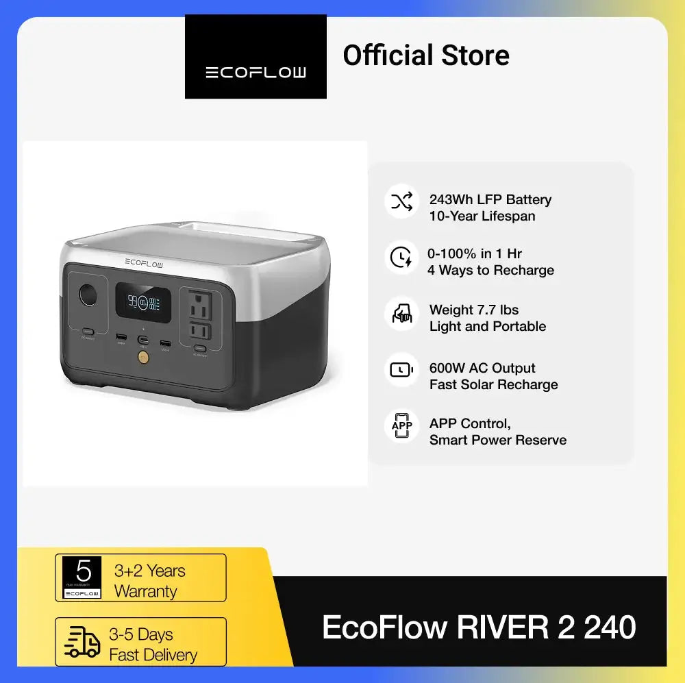 ECOFLOW Portable Power Station RIVER , Battery/ Hour Fast — product view 1