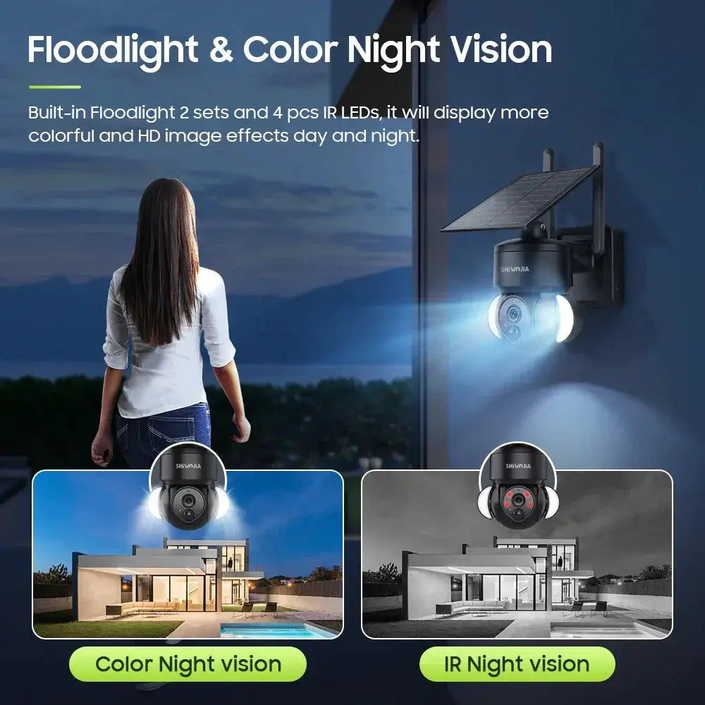 SHIWOJIA Mini Solar Camera 4G Wifi PTZ 3MP 4X Zoom - OurLum.com