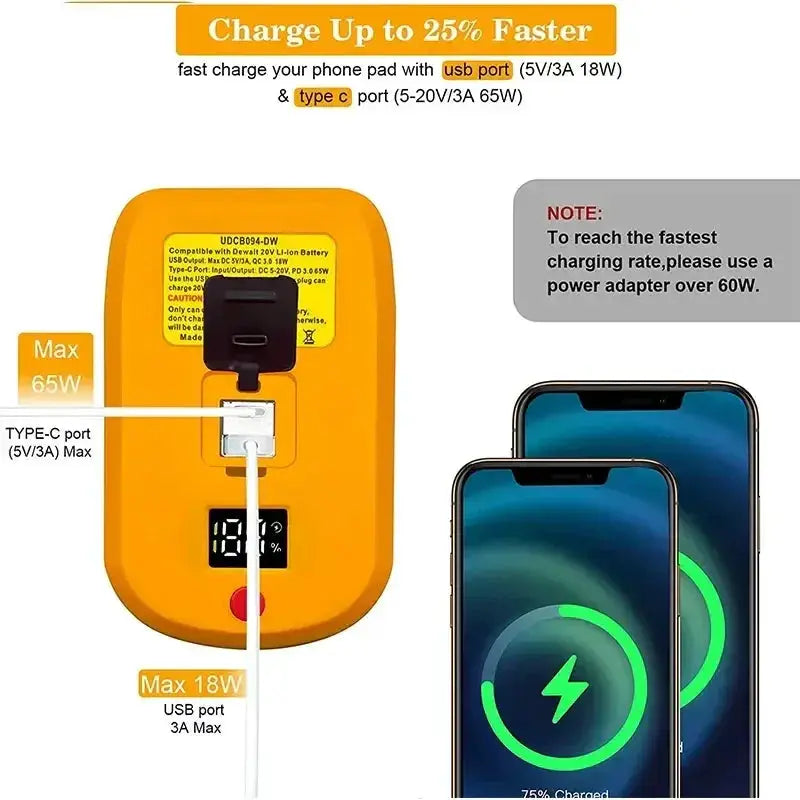 65W Multi Brand Fast Charger With USB Power Bank Function