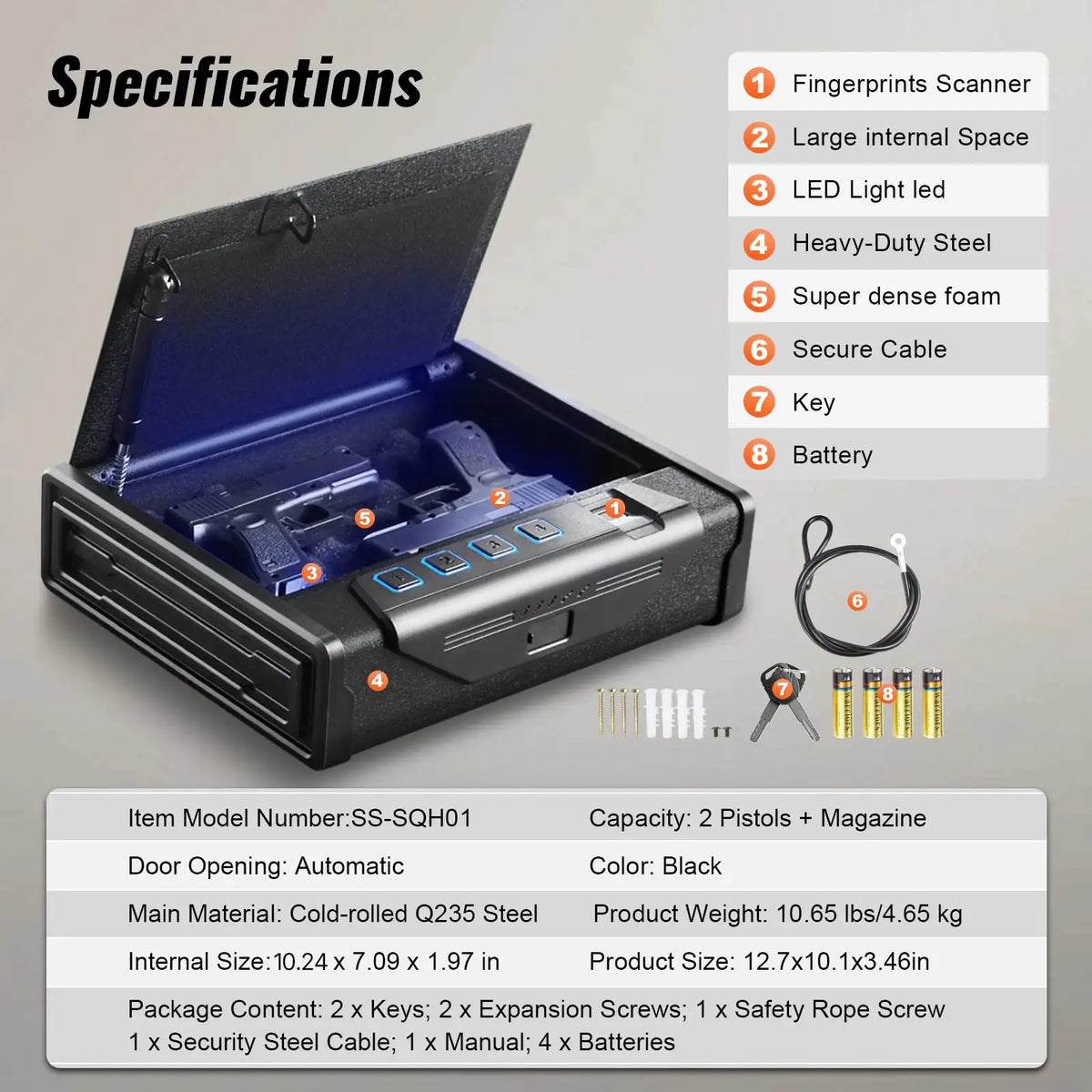 SucceBuy Steel Fingerprint Pistol Safe — product image 6