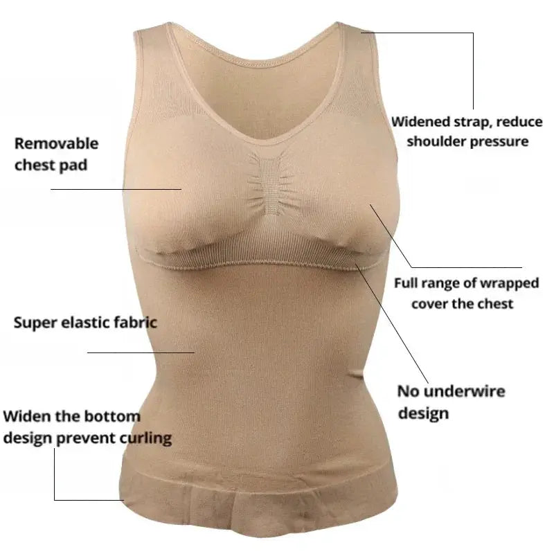 Plus Size Slimming Shaper Tank Top Body Shaper Removable