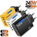 240W GaN USB C Charger 5 In 1 Fast Wall Adapter