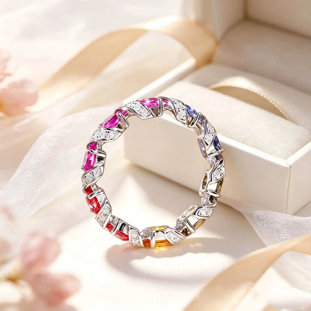 Sparkling Rainbow Moissanite Ring — product image 2