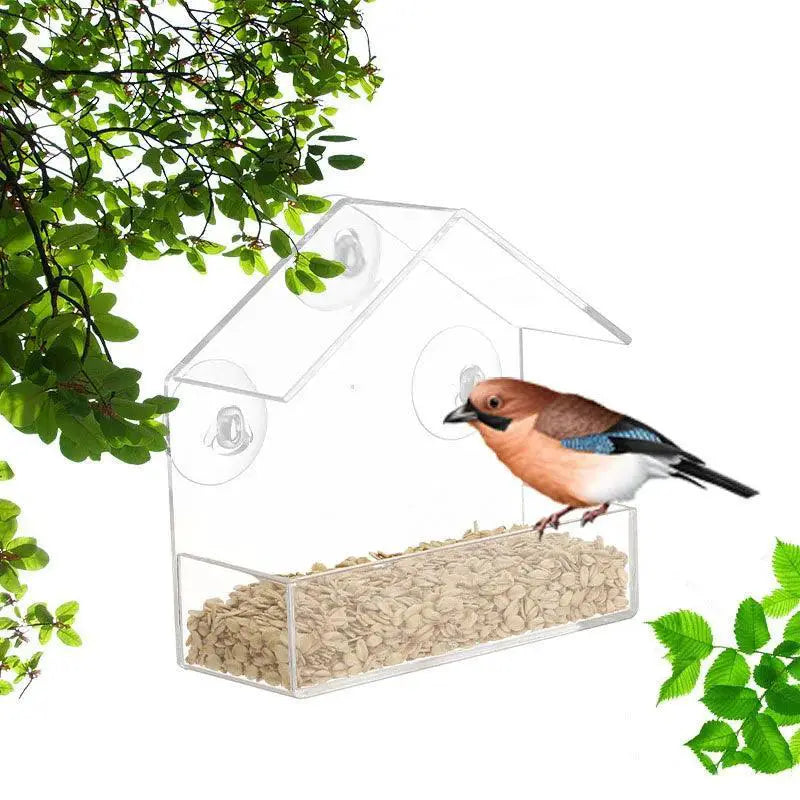 Transparent Bird Feeder House Suction Cup Window Gazebo