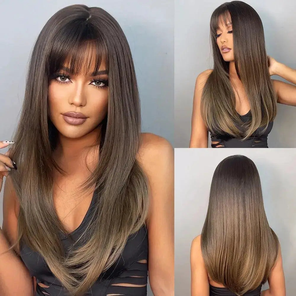 Wine Red Cosplay Wig Long Straight Hair Heat Resistant
