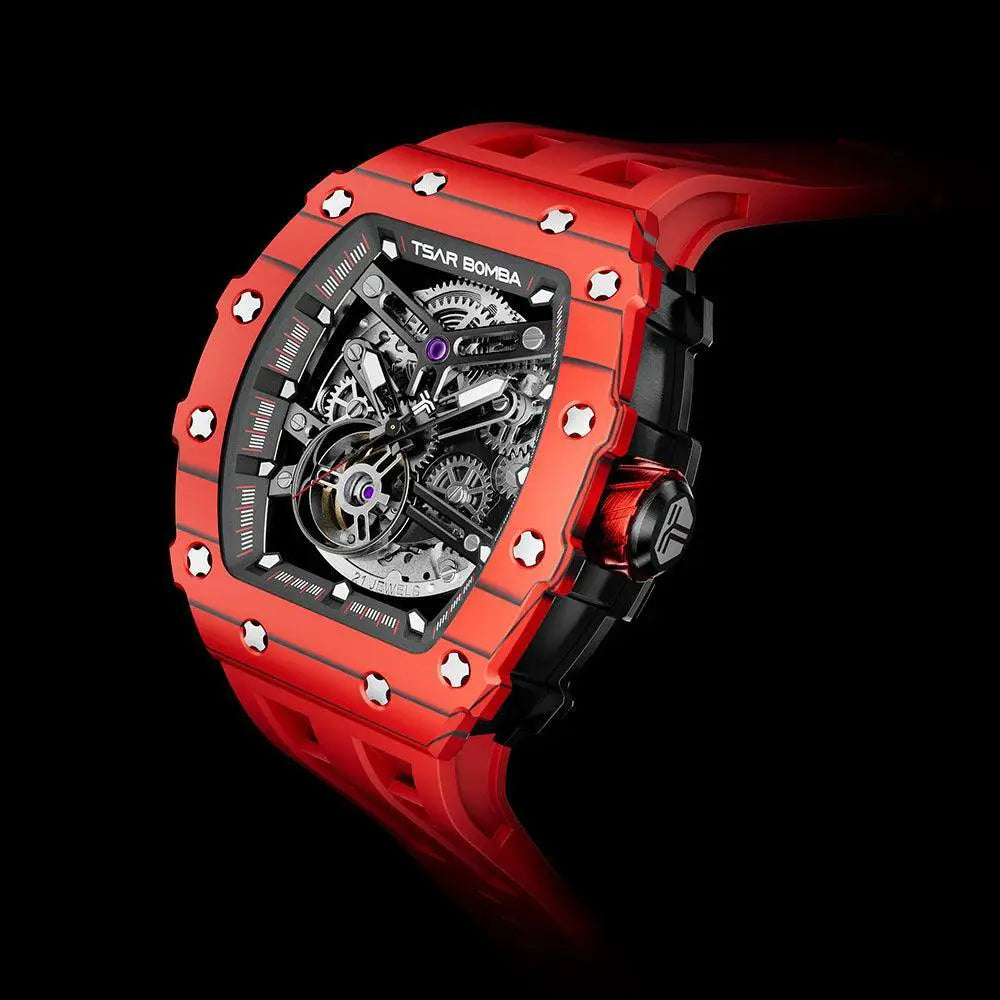 Tsar Bomba Carbon Fiber Luxury Mens Watch Elegant Timepiece
