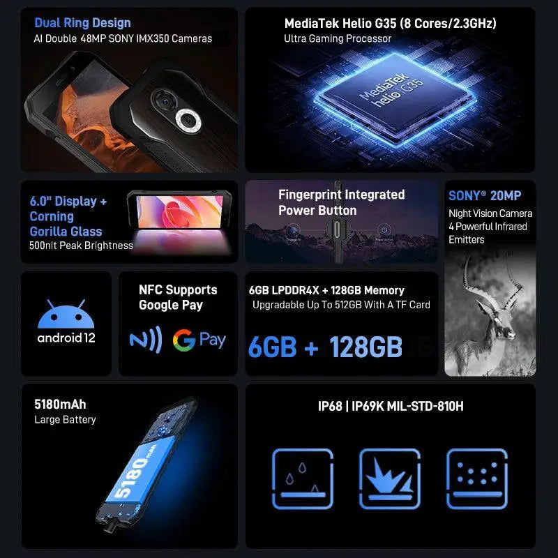 DOOGEE S61 Pro IP68 Rugged Smartphone With 20MP Night Vision