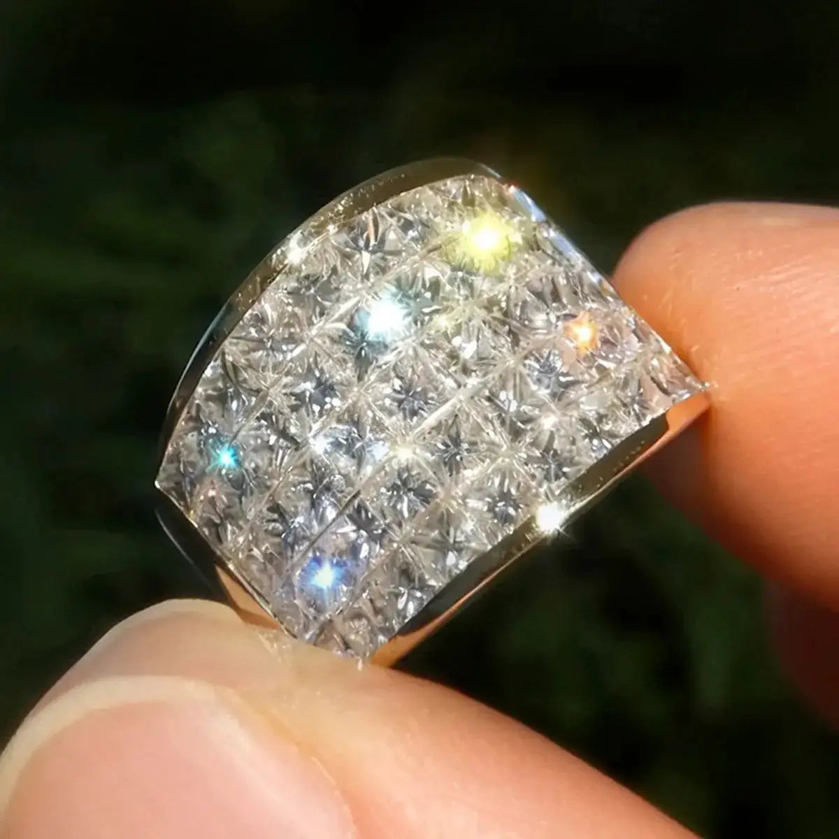 Square Platinum Zircon Party Charm Ring — product image 4