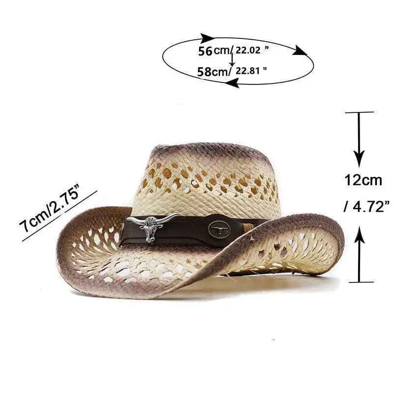 New Retro Raffia Straw Cowboy Hat For Women And Men Summer