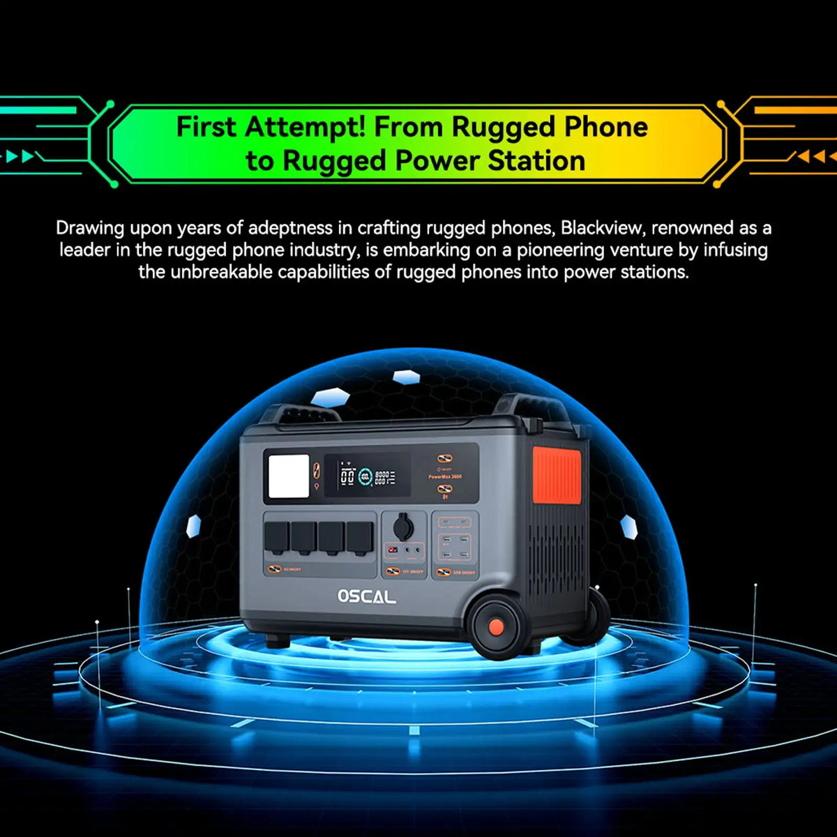 Oscal Powermax 3600W Portable Power Station 3600Wh LiFePO4 Battery 14 Outlets Morse Code Signal APP Control Home Battery Backup