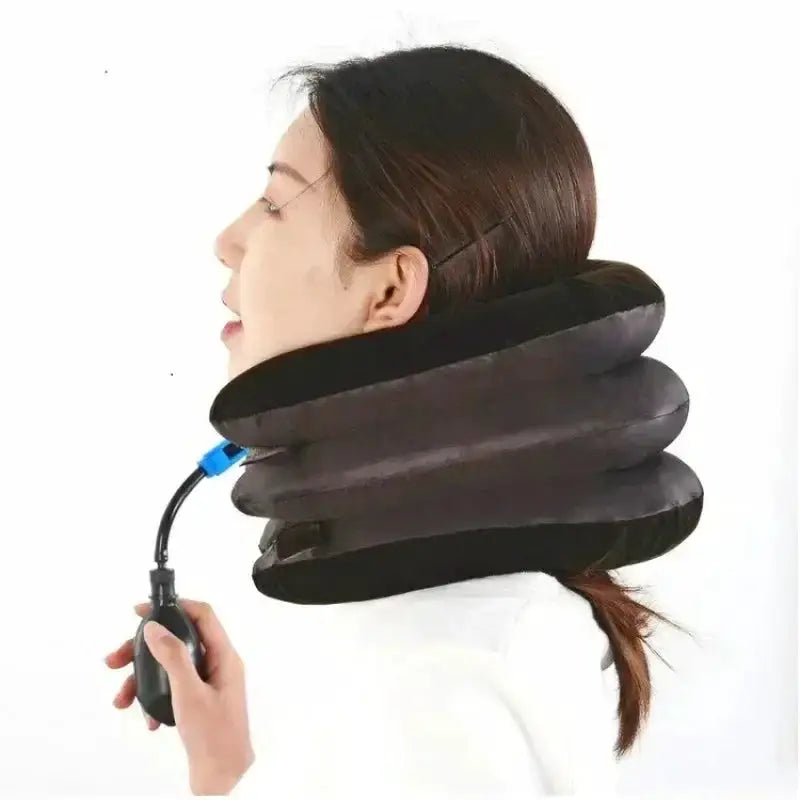 Inflatable Neck Stretcher Support Air Cervical Traction 3 Tubes Neck Braces Stress Relief Relaxation Men Women for Home Office
