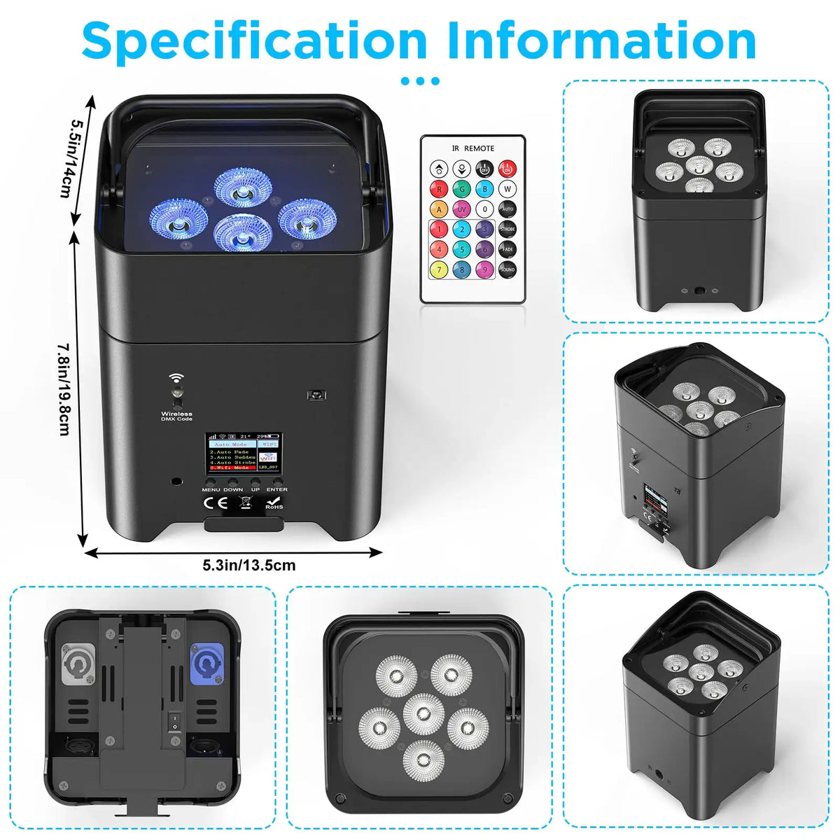 U'King Pack RGBAW UV LED Par Lights — product view 8
