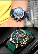Chronograph Watch for Men Waterproof Yellow Silicone Strap Luminous Hands