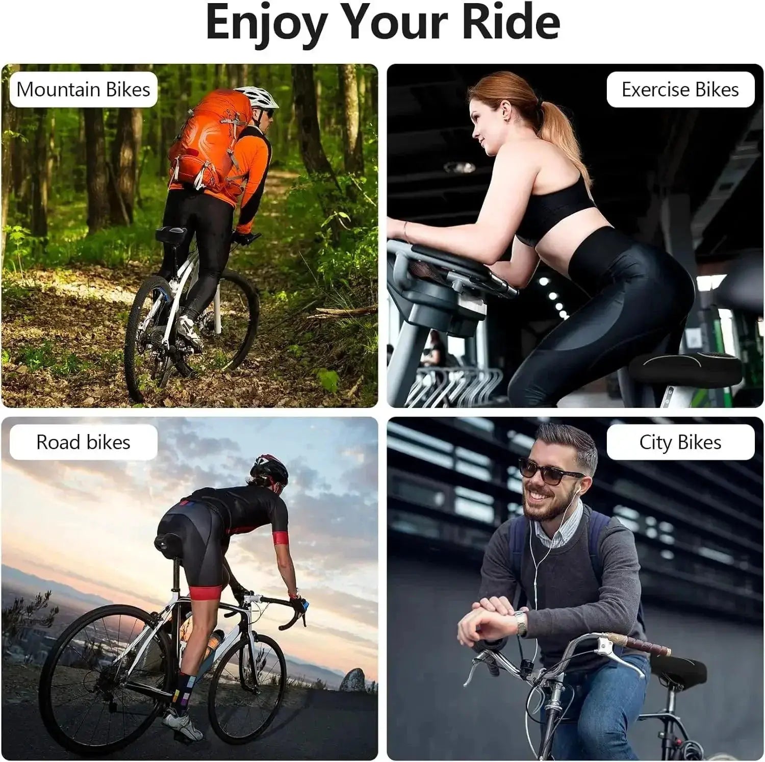 Gel Bike Seat Cushion Cover Peloton Compatible Padded Seat