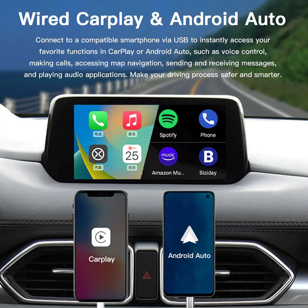Type-C Wired Wireless CarPlay Android Auto USB Adapter for Mazda 2 3 6 CX3 CX5 CX8 CX9 MX5 Demio Miata TK78669U0C Retrofit Kit