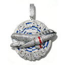 Gold Plated Iced Out Plan Gang Pendant CZ Airplane Target
