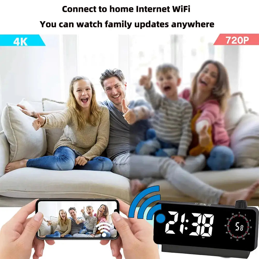 4K HD Mini WiFi Clock Camera, Supports Remote Viewing, Mobile Detection, Light Adjustment, Nanny Style Wireless WiFi Camera
