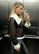 Fleece Suede Faux Fur Coat