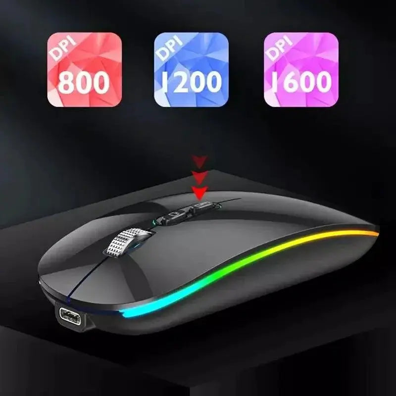 Dual Mode Bluetooth Wireless Mouse Silent Backlight