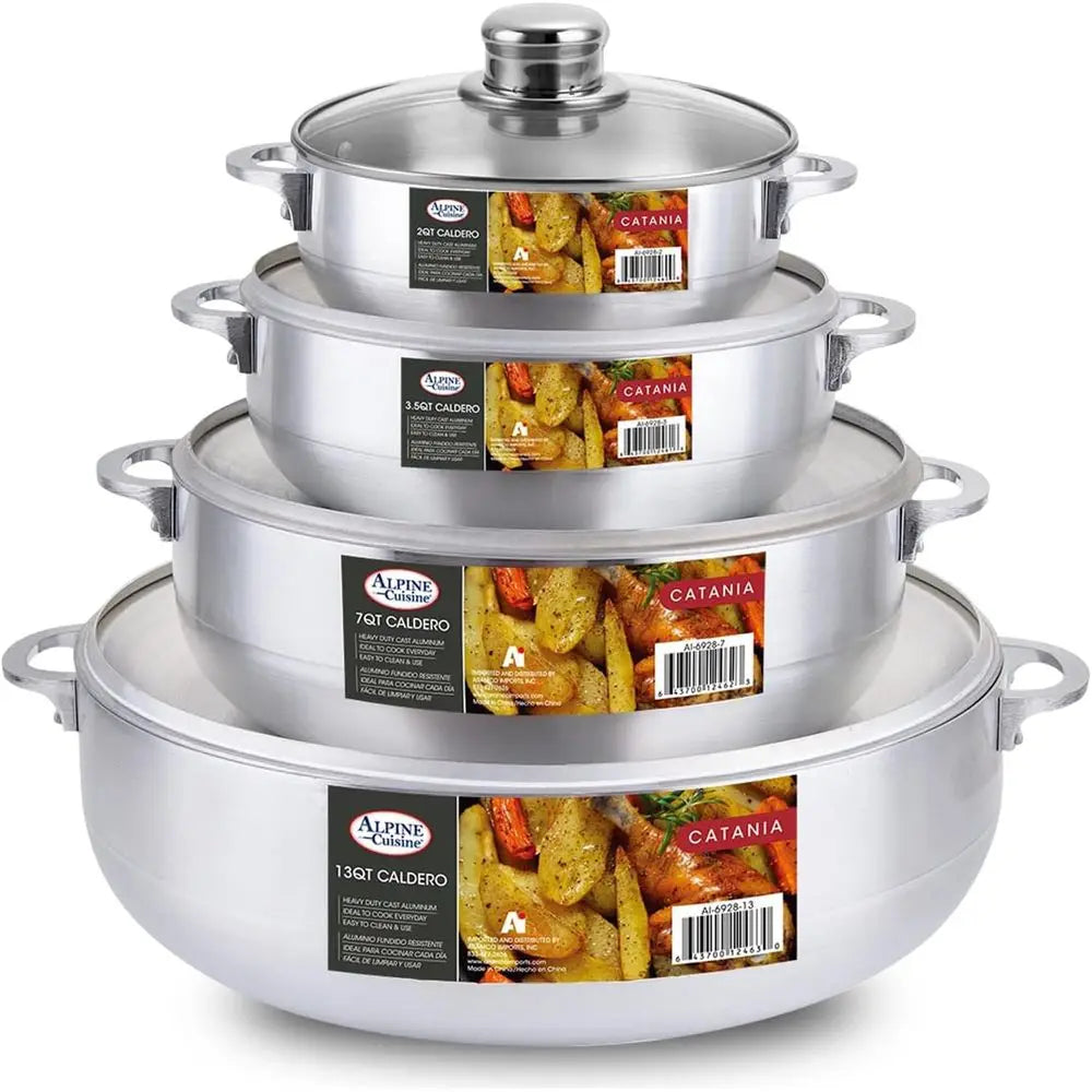 Nonstick Caldero Set with Glass Lids Tile Pots or Stews — product view 1