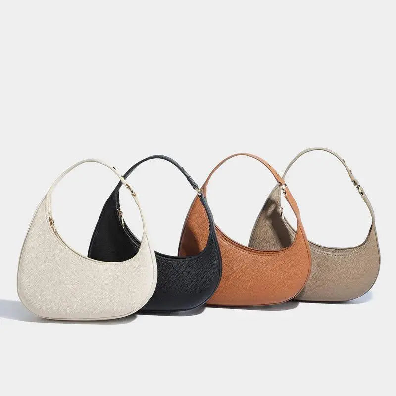 Vintage Half Moon Bag For Women Luxury Designer PU Purse