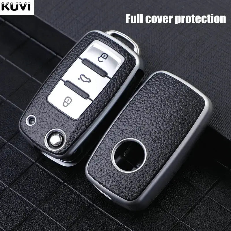 TPU Leather Car Key Case Full Cover For VW Models Accessory
