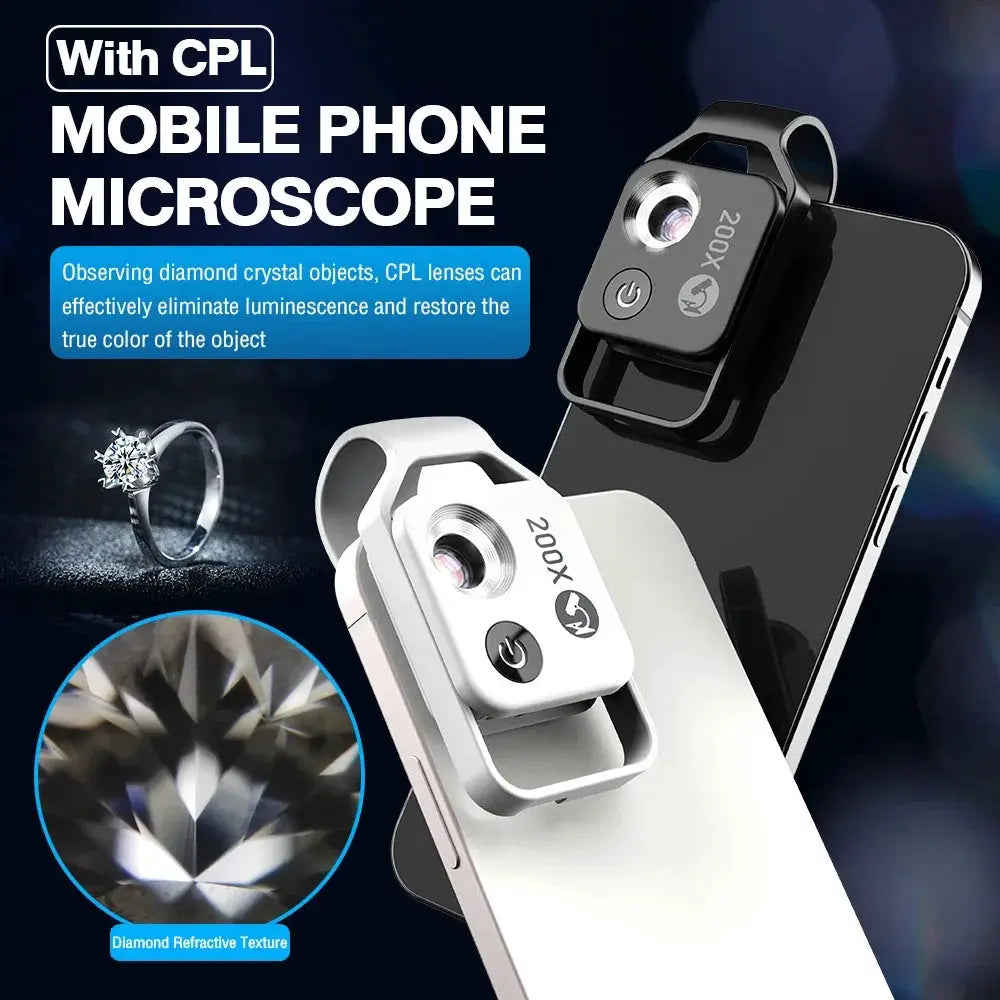 200X Magnification Microscope Lens With CPL Mobile LED Light - OurLum.com