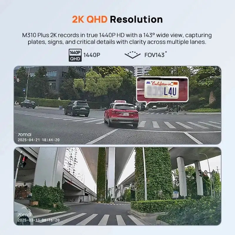 70mai M310 Plus 2K Dash Cam 1440P 143 FOV 24H Parking Guard Night Vision - stepyours.com