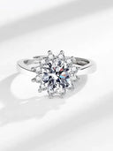 Moissanite Ring in Sterling Silver Classic Round