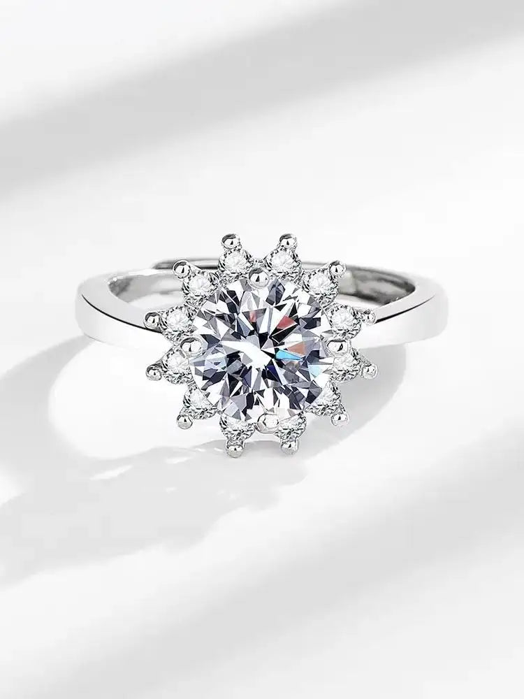 Moissanite Ring in Sterling Silver Classic Round — product view 7
