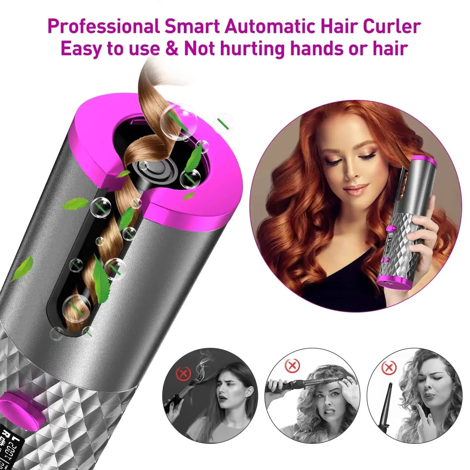 Cordless USB Rechargeable Curling Iron Portable Hair Curler