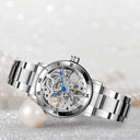 Elegant Skeleton Watch Luxury Timepiece Stainless Steel Design