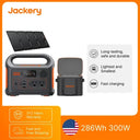 Jackery E300New 286Wh Portable Power Station with 40Wair Solar Panel and S Size Carrying Case, 300W Pure Sine Wave AC Output, 500W Surge and 60W USB-C PD for Camping, Travel and Emergency Backup